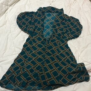 One Clothing Teal and Brown Dress